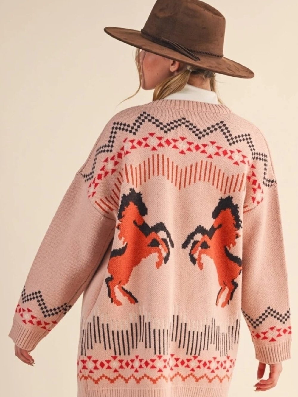 Oversized NWOT Horse Equestrian Cardigan SZ Large